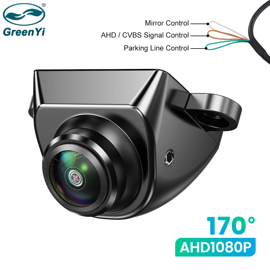 GreenYi 360° Adjustable AHD1080P Car Rear View Camera Mini Side/Front/Backup 170° Fisheye Vehicle Night Vision Reverse Universal