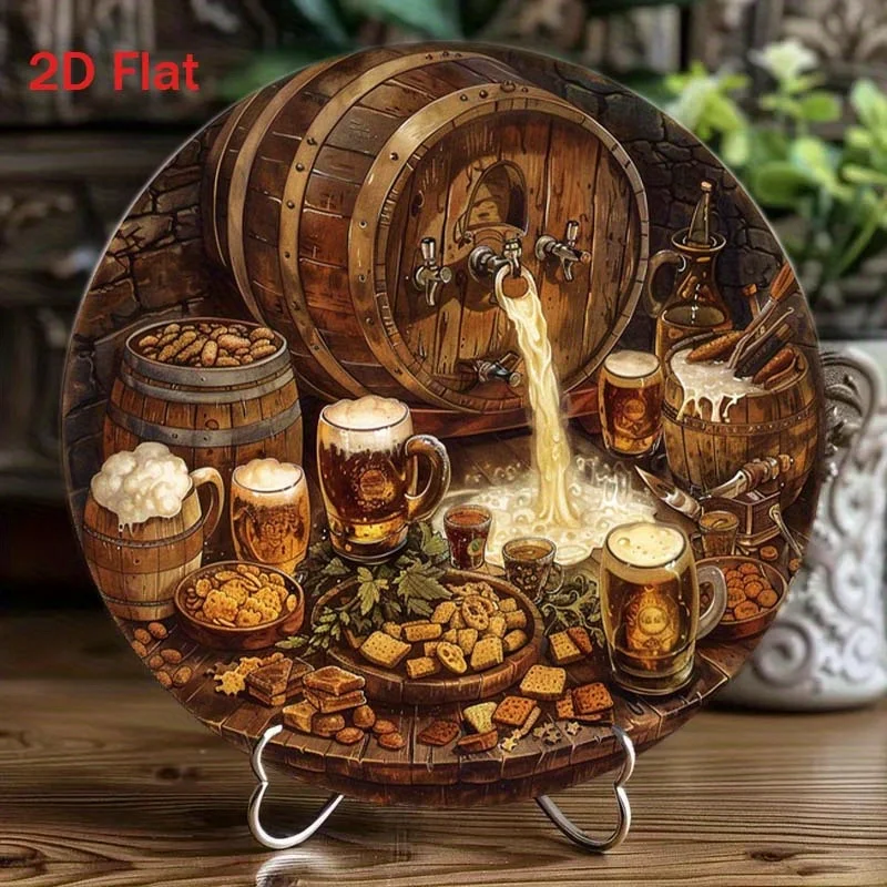 1Pc Round 2D Flat Aluminum Sign  Indoor Outdoor Wall Decor for Home Bar Cafe Garage Garden Halloween Christmas view 2