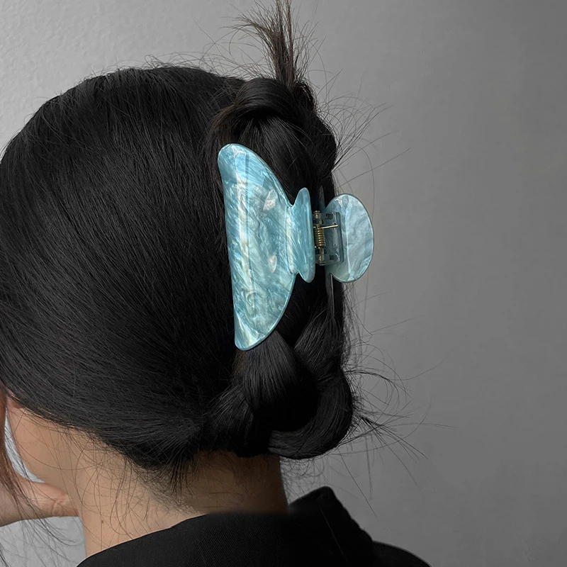 New Pastel Color Hair Claw Clips Acrylic Medium Size Blue Color Semi-Circle Geometric Shark Clip Women Hair Accessories