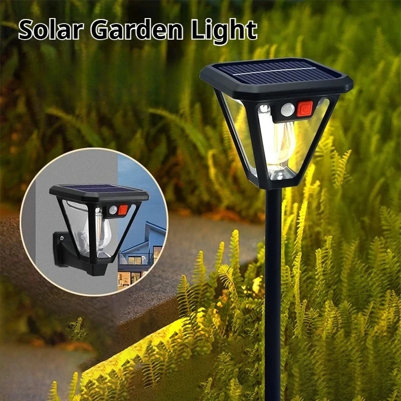 Solar Induction LED Lawn Lamp Outdoor Courtyard Lamp Flower Garden Plug-in Lamp Tungsten Filament Lamp Dual Use Solar Wall Lamp