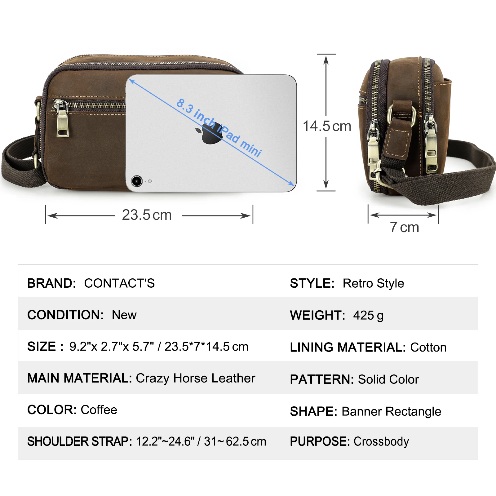 Bolsa Mensageiro Pequena para Homens, Couro Genuíno, Sacos Crossbody Vintage, Correia de Viagem, Bolsas de Ombro, Bolsa Masculina, Luxo