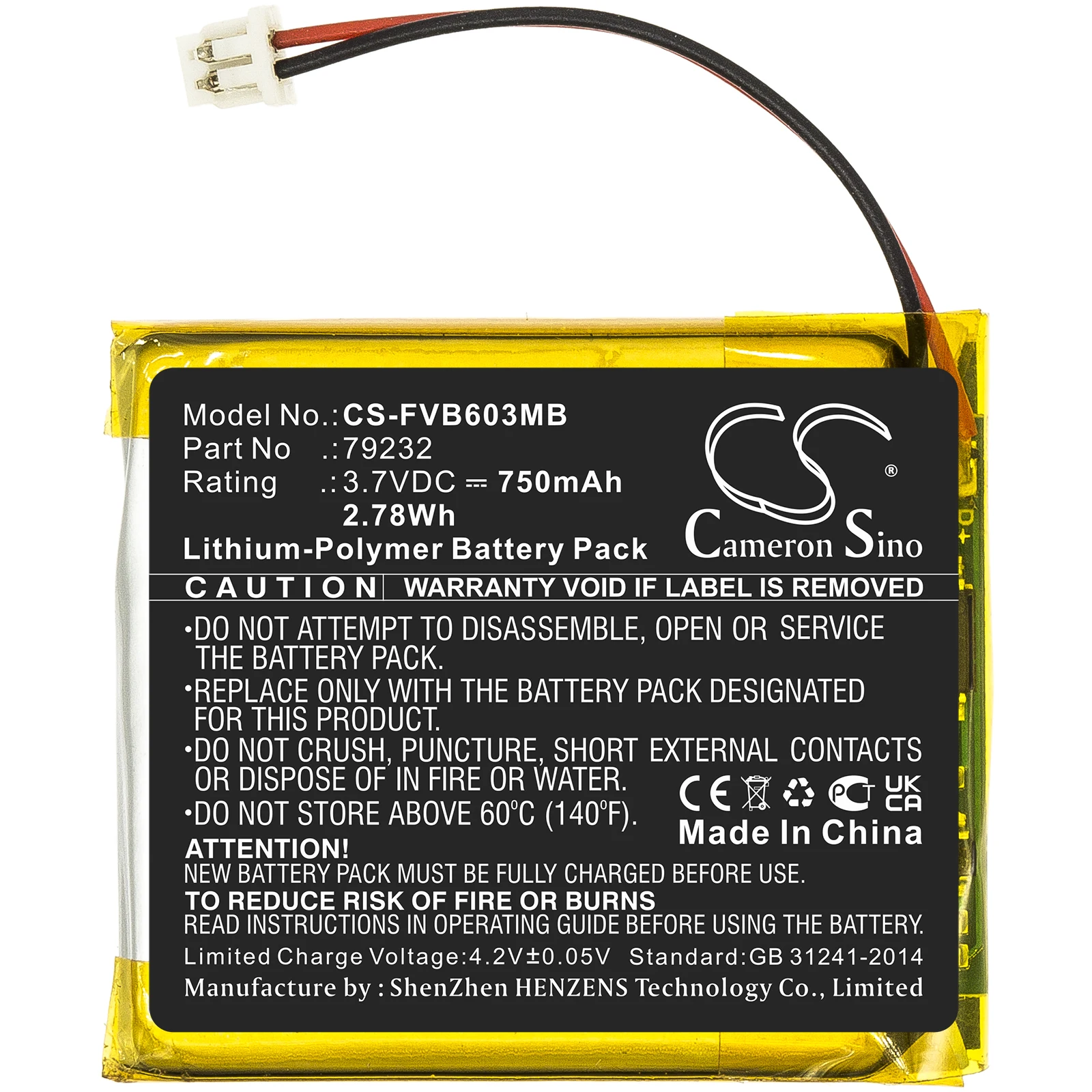 Li-PolymerBabyPhoneBattery forFloureon3.7v750mAh  VB601, VB603, VB605