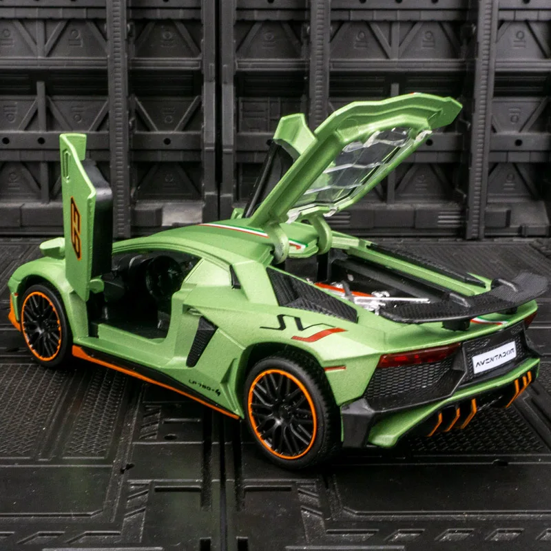 

1:32 Lamborghini LP780-4 модель раллийного автомобиля из сплава, коллекция украшений для автомобиля, дверь может открыть имеет функцию звука и освещения.