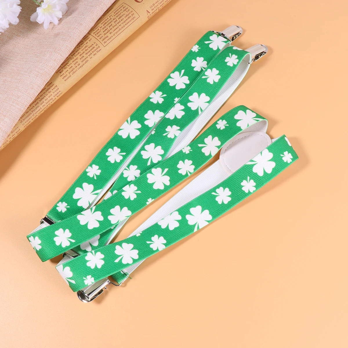 

2Pcs Adjustable Clover Elastic Suspenders For Men Women Chic Clip On Pants Braces Fashion Trousers Accessory