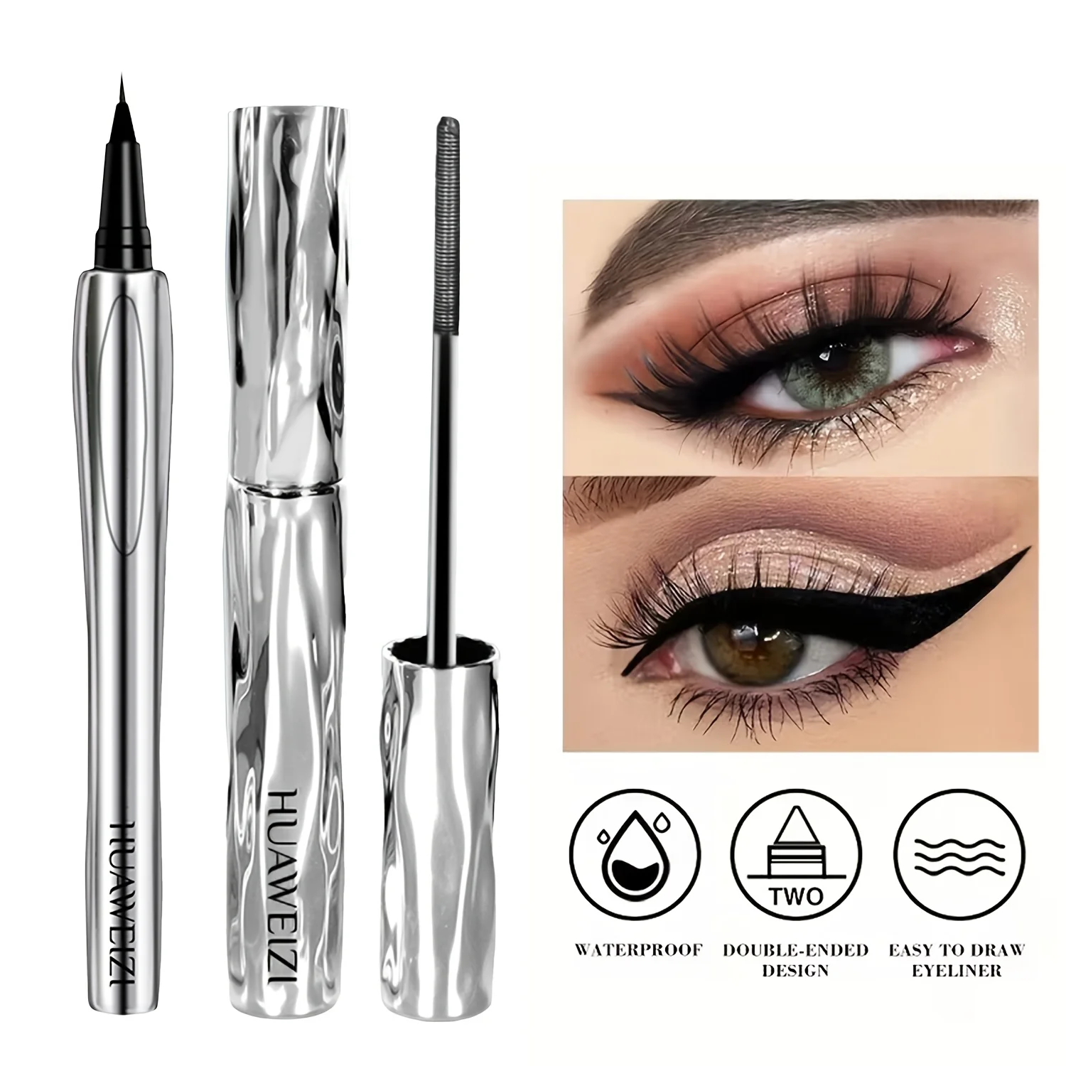 3-in-1 Makeup Kit Contains Liquid Eyeliner, Eyebrow Pencil and Mascara, Waterproof & Anti-smudge Long-wearing Formula, All Day Hold Eye Makeup Cosmetic Set Specially Designed for Ladies