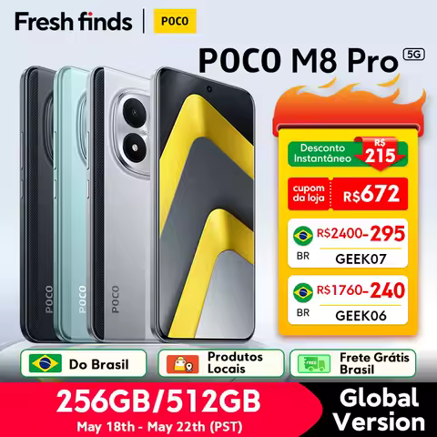 【Estreia Mundial】POCO M8 Pro 5G Smartphone Versão Global NFC Snapdragon® 7s Gen 4 6500mAh 100W HyperCharge 6.83" exibição 120Hz