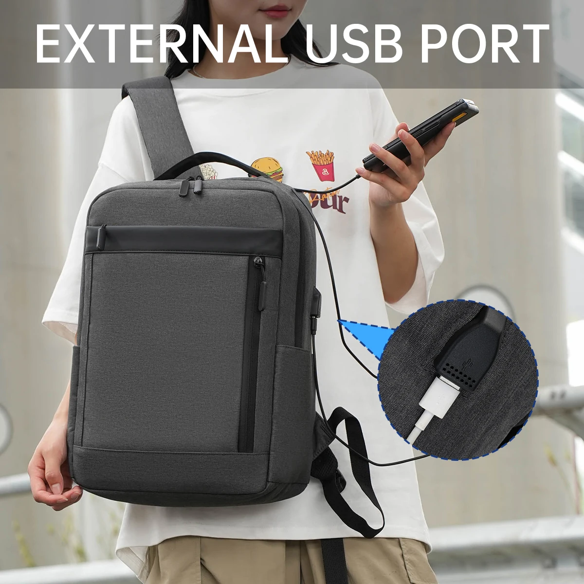 

Дорожный мужской перезаряжаемый рюкзак, рюкзак для ноутбука, деловой школьный рюкзак большой вместимости, водонепроницаемый уличный рюкзак