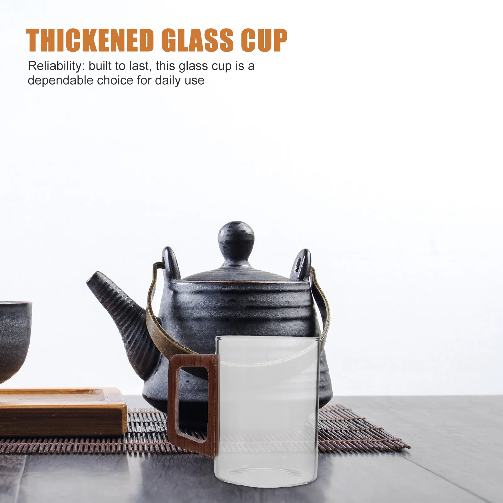 

Glass Tea Mug Thickened Single-Layer Clear Coffee Cup Wooden Handle Hot Tea Glass Latte Espresso Clear Coffee Mug