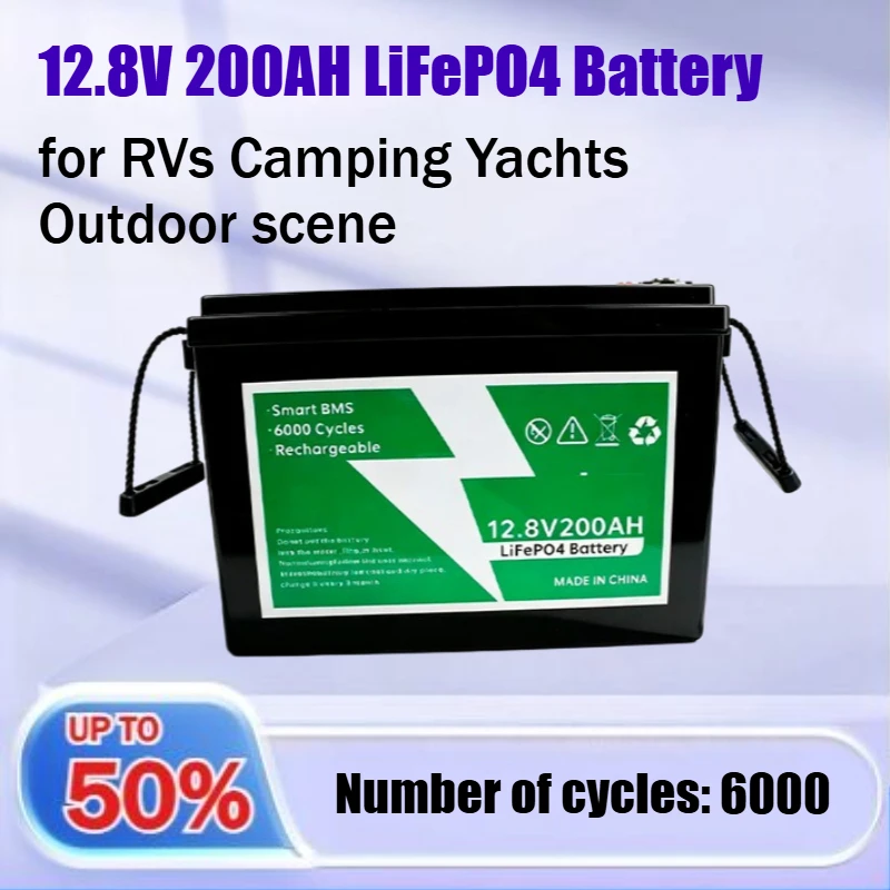 12.8V 200AH LiFePO4 Battery Energy‑Storage Power Supply Lead‑acid‑to‑Lithium Retrofit Application for RVs Camping Yachts