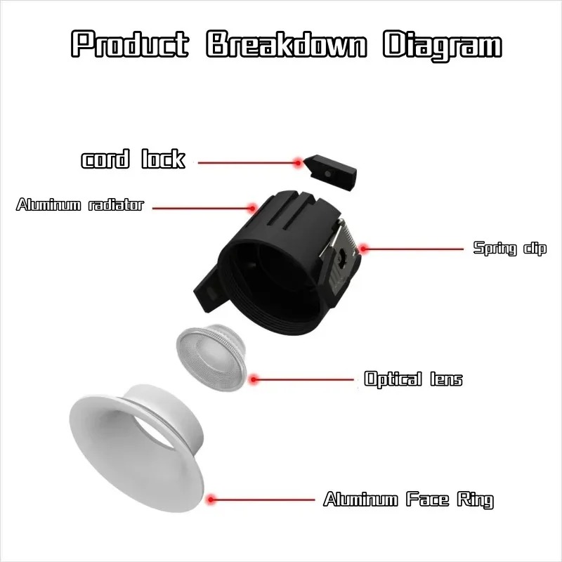 Image 4: Downlight LED intelligent ultra-mince anti-éblouissement 7W encastré Tuya Zigbee Bluetooth DALI 0-10V Dimmable 12W 3CCT AC85-265V Éclairage domestique