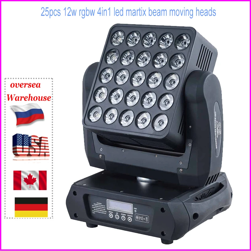 0 Taxes 25 x12w RGBW 4IN1 Led Martix Beam Moving Heads Light Washer Digital Dot Control DJ Disco Lighting Blackground Lamps