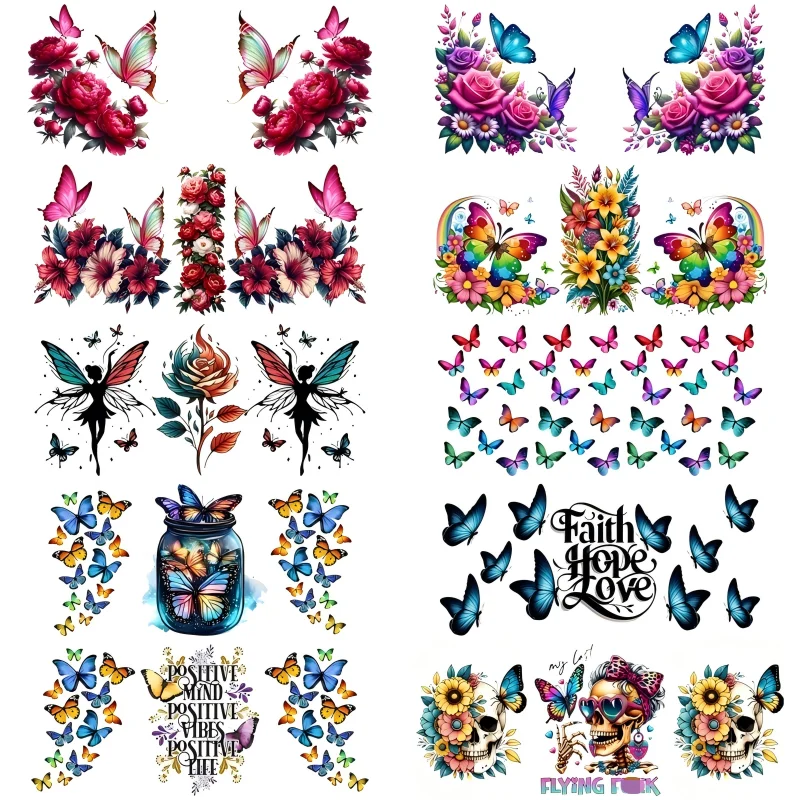 Colorful Butterfly Designs Uv Dtf Cup Wrap Sticker Waterproof DIY Decals For 16oz Libbey Glass Mixed Pattern 3D Transfer Sticker