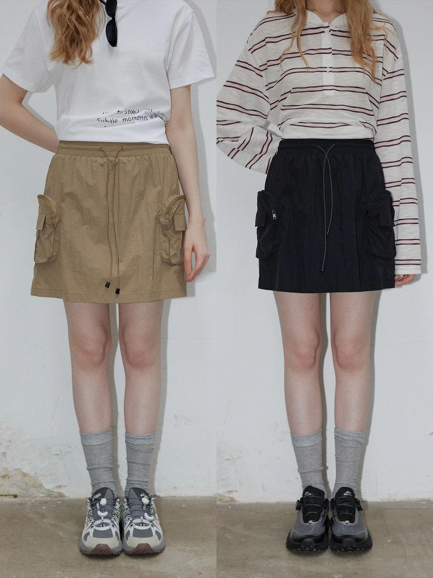 

BMLT Retro Workwear Style High Waist Half Skirt Fashion Slimming Versatile Skirt Hip Covering A-Line Skirt Nylon Fabric