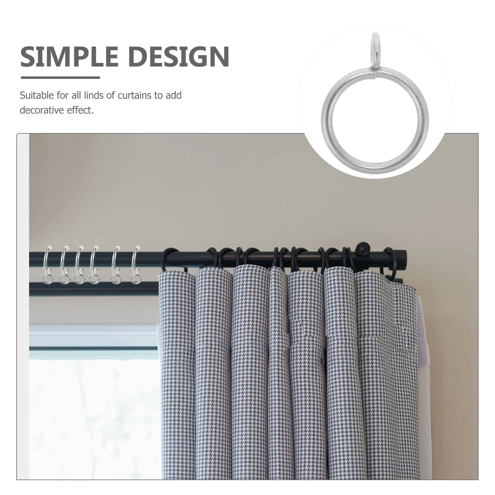 10Pcs Shower Curtain Eyelet Rings Thickened Sturdy Curtain Rings for Bathroom Hanging Drapery Sliding Ring for Shower Rod