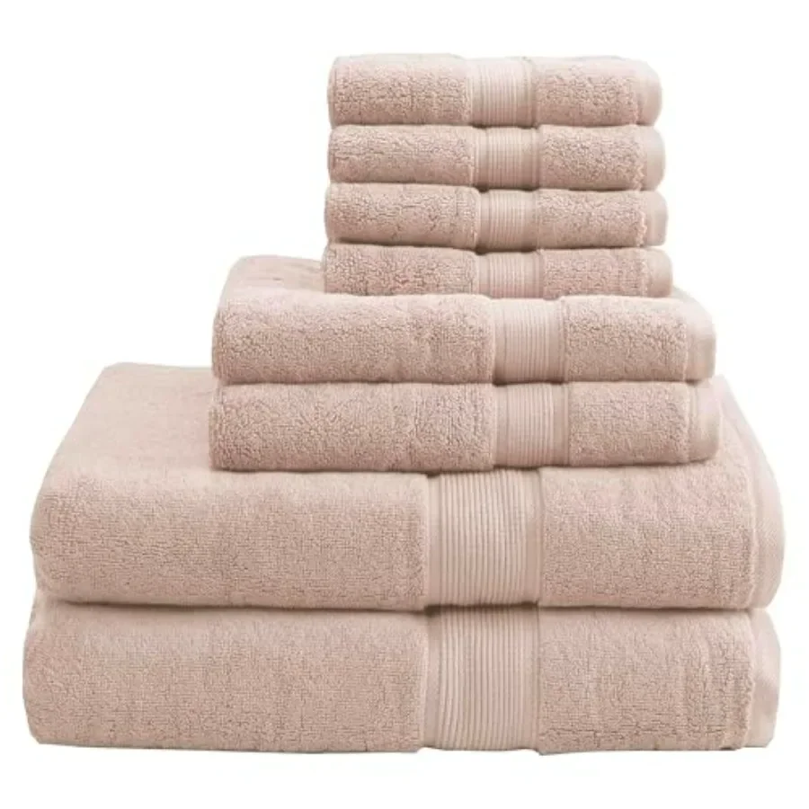 

Bathroom towel set of 8: 800GSM 100 cotton, blush color, highly absorbent and quick-dry spa-quality towels for luxury bathroom