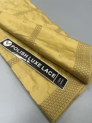 Luxury 5 Yards Nigerian 100% Cotton Polish Satin Embroidery Fabric High Quality Swiss Voile Lace Material For Men Dubai Style FS