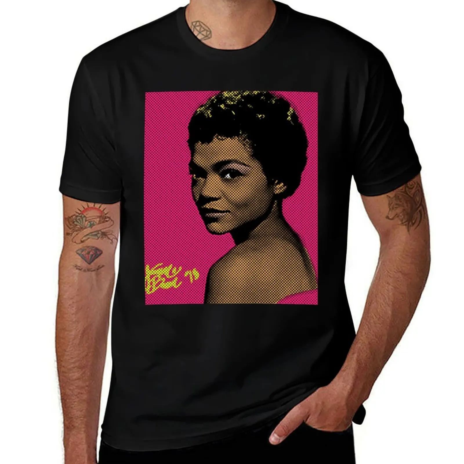 Eartha Kitt Pop Art By JTRAFL T-Shirt Basic Casual Short Sleeve Cotton Shirt T-Shirt