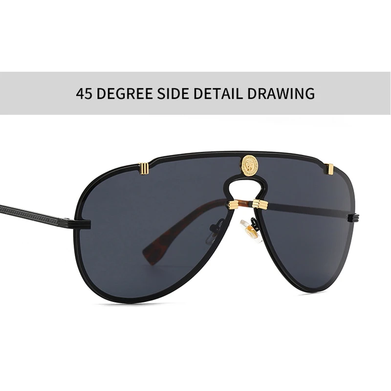 Luxury Brand Designer Oversized Pilot Sunglasses Men Women Fashion Vintage Metal Star Sun Glasses For Male Eyewear UV400 Shades