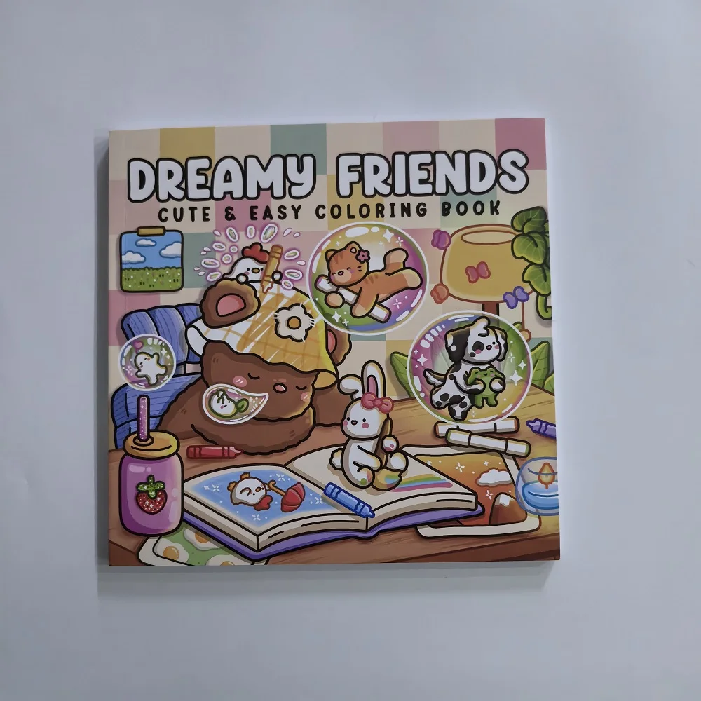 كتاب تلوين سهل لطيف من Dreamy Friends للبالغين لتخفيف التوتر، هدية مثالية لحفلات أعياد الميلاد وأعياد الميلاد وعيد الميلاد #1
