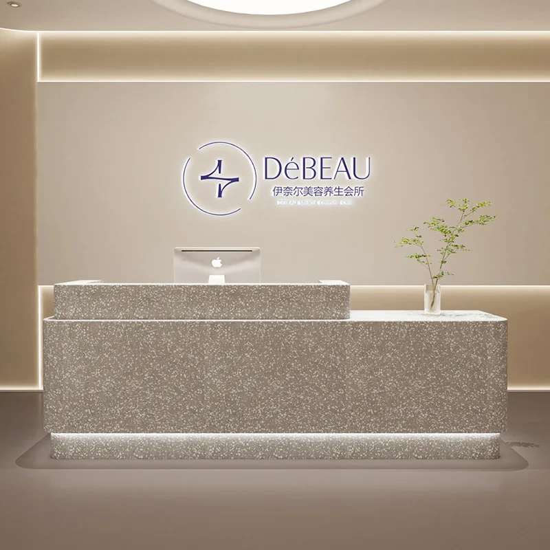 مكاتب الاستقبال لصالون التجميل متجر الملابس مكاتب الاستقبال ذات الغلاف الجوي الحديث أثاث المكاتب البسيط Meja Penulan YS40CC #4