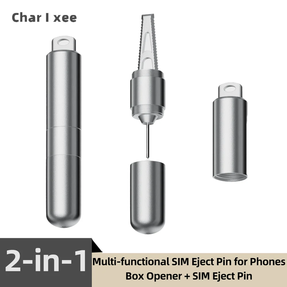 2 in 1 Multi-functional Keychain Portable SIM Card Eject Pin Box Opener Alloy Mini Pocket Tool For Mobile Phone