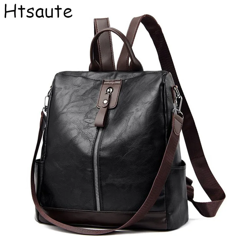 

Retro women's backpacks PU leather with multiple pockets, large capacity business commuting travel backpack mochilas mujer