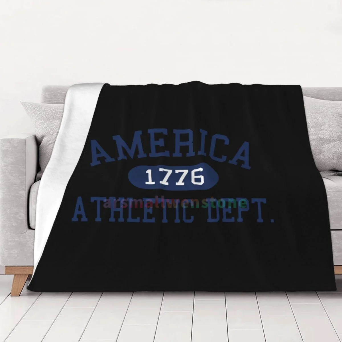 America 1776 Athletic Dept Letter Flannel Fleece Blanket Soft Warm Lightweight Cozy Anti-Pilling Fuzzy Throw Blankets for Couch