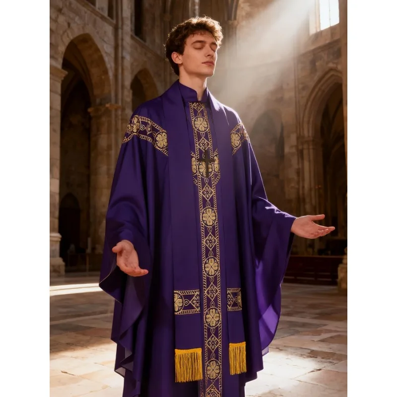 1PCS L Halloween Party & Holiday DIY Decor Priest Costume Polyester Loose Stand Collar Priest Holiday Theme Event Atmosphere