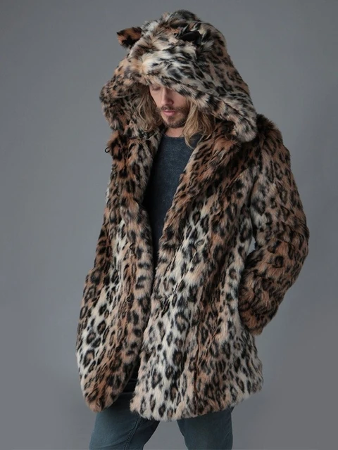 Leopard Winter Coat Men Mens Leopard Faux Fur Coat Leopard Print Fur Coat Men Men Aliexpress