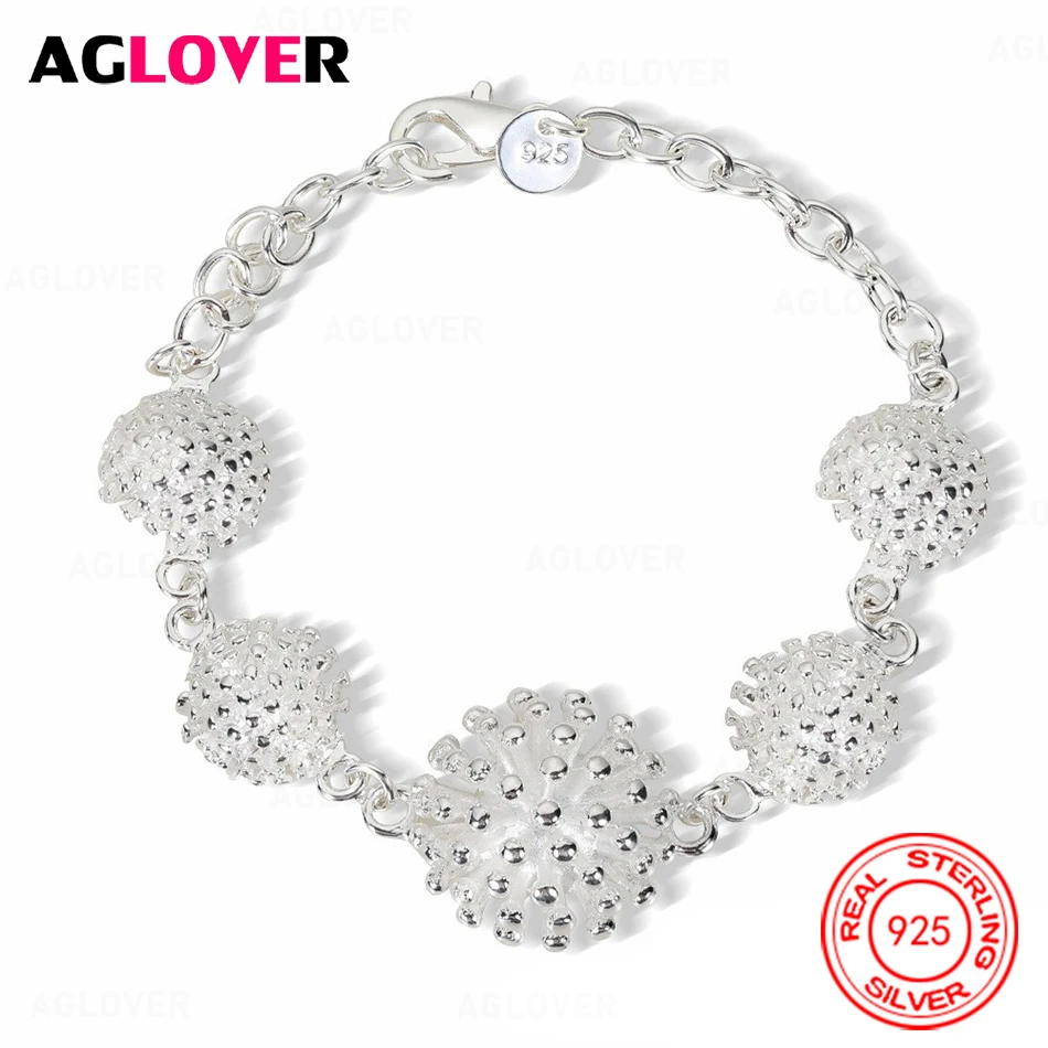 

AGLOVER 925 Sterling Silver Five flower Bracelet Women's Exquisite and Elegant Engagement Jewelry