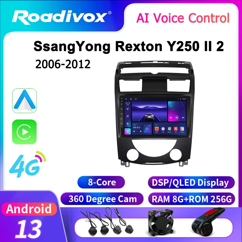 

roadivox Android car radio for SsangYong Rexton Y250 II 2 2006 2012 GPS Navigation video Multimedia Player tape recorder