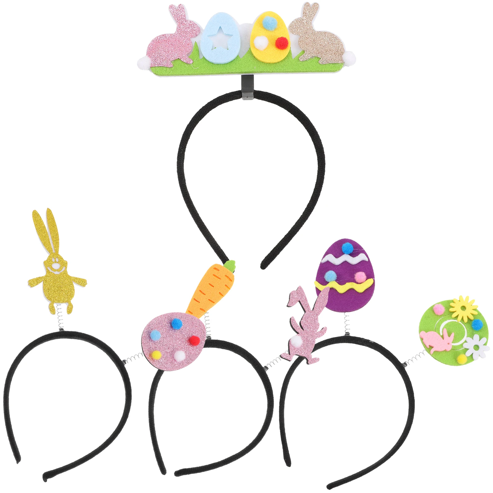 

4pcs Easter Headb Non woven Fabric Cartoon Hair Hoops Accessories Girls Party Favors Hairstyle Decorations Festive Gifts