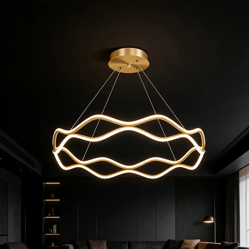 Modern LED Luxury Ring Chandelier Pendant Light for Living Dining Bedroom Home Decor Indoor Hanging Lighting Fixture 2026