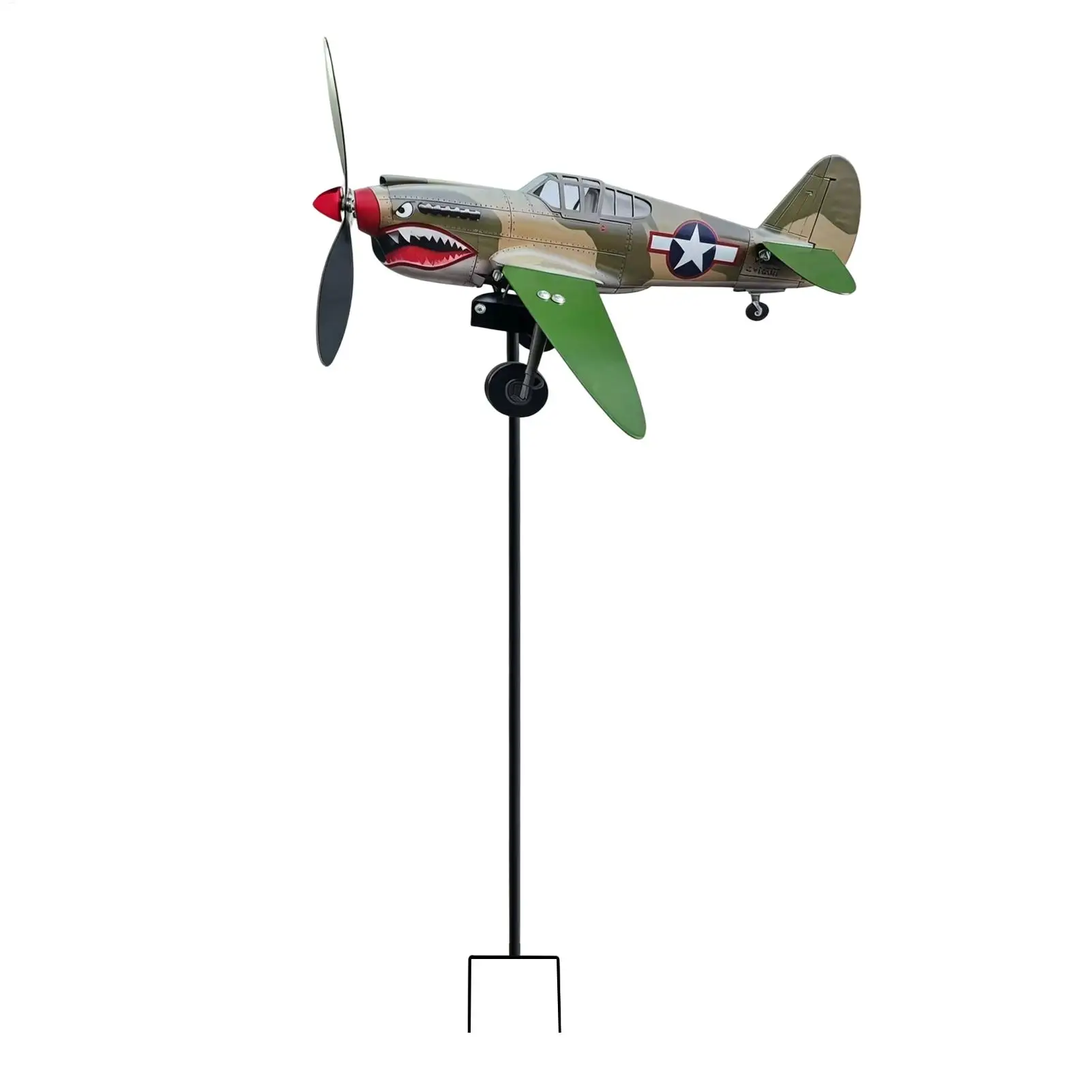 Garden Wind Spinners Rotating P-40 fighter jet Outdoor Wind Spinner Backyard Decor for Yard Lawn Patio Courtyard Decoration