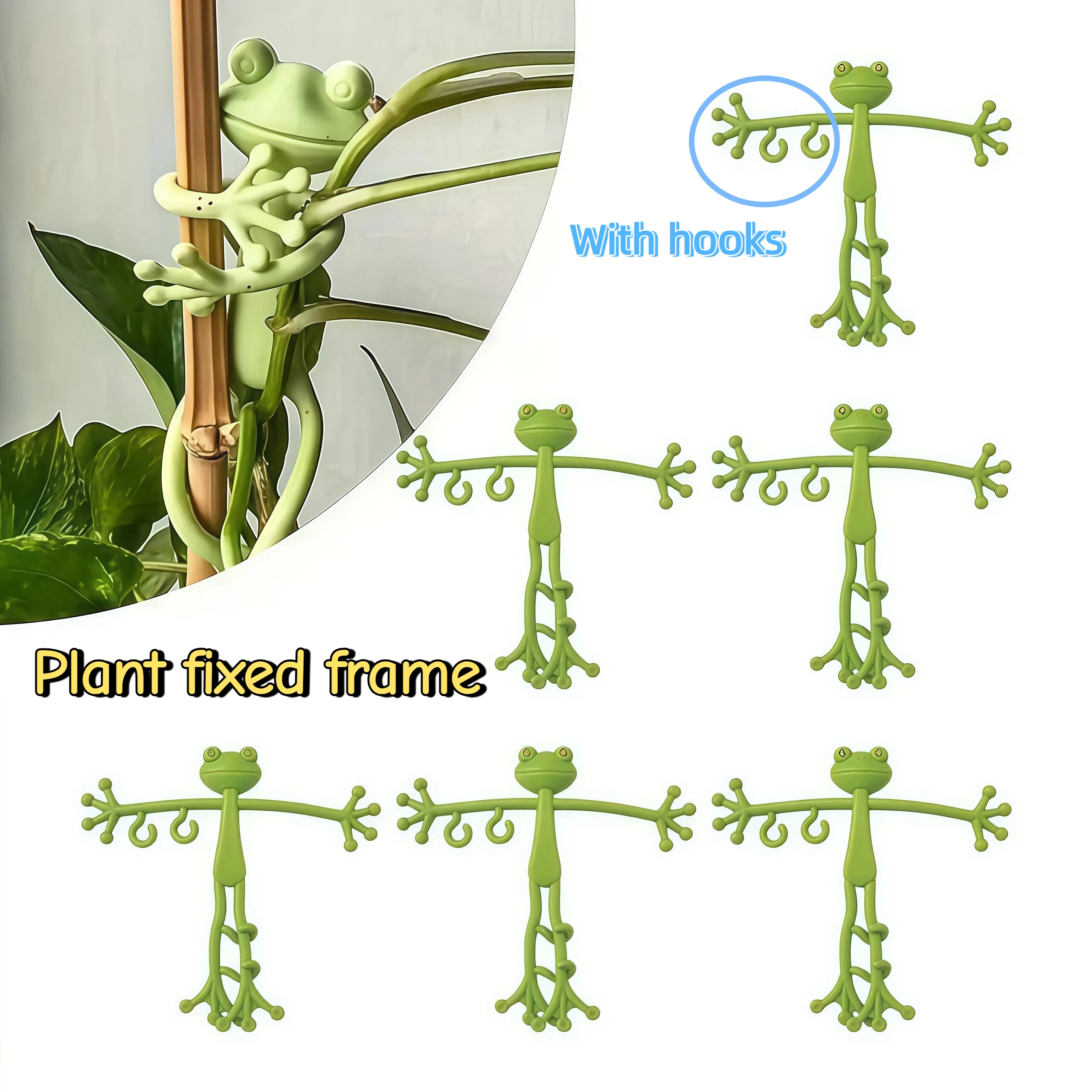 Frog ShapedReusable Plastic Plant Support Frame Twisted Bendable Garden Decoration Fixed Decorative Green