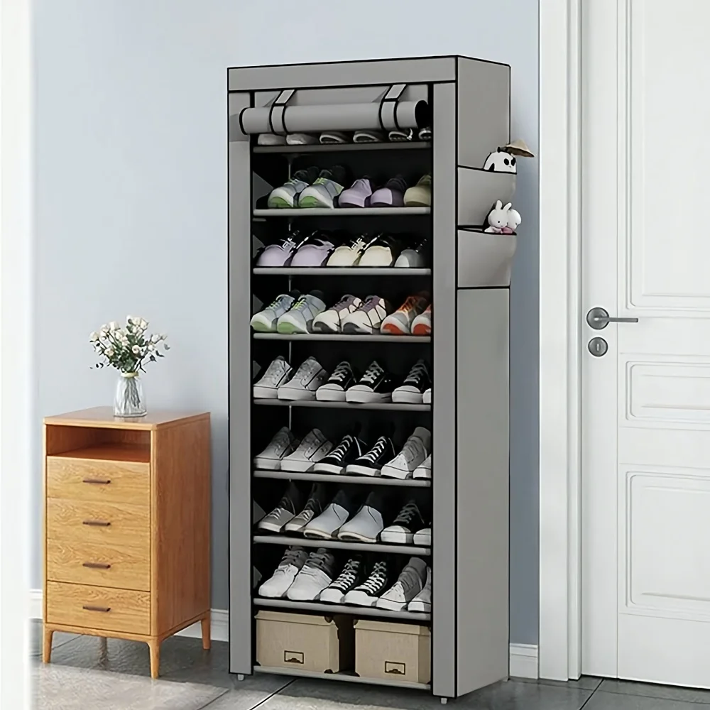 10-Layer Sturdy Shoe Rack - Holds 18-22 Pairs, Dustproof, Adjustable, Space-Saving, Bedroom/Entrance