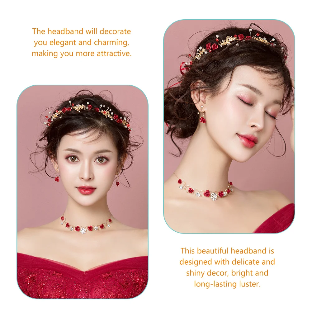 

Pearl Headb Bridal Headdress Wedding Red Decor Elegant Charm Long Lasting Luster Easy Wear Occasions Bride Hair Accessories