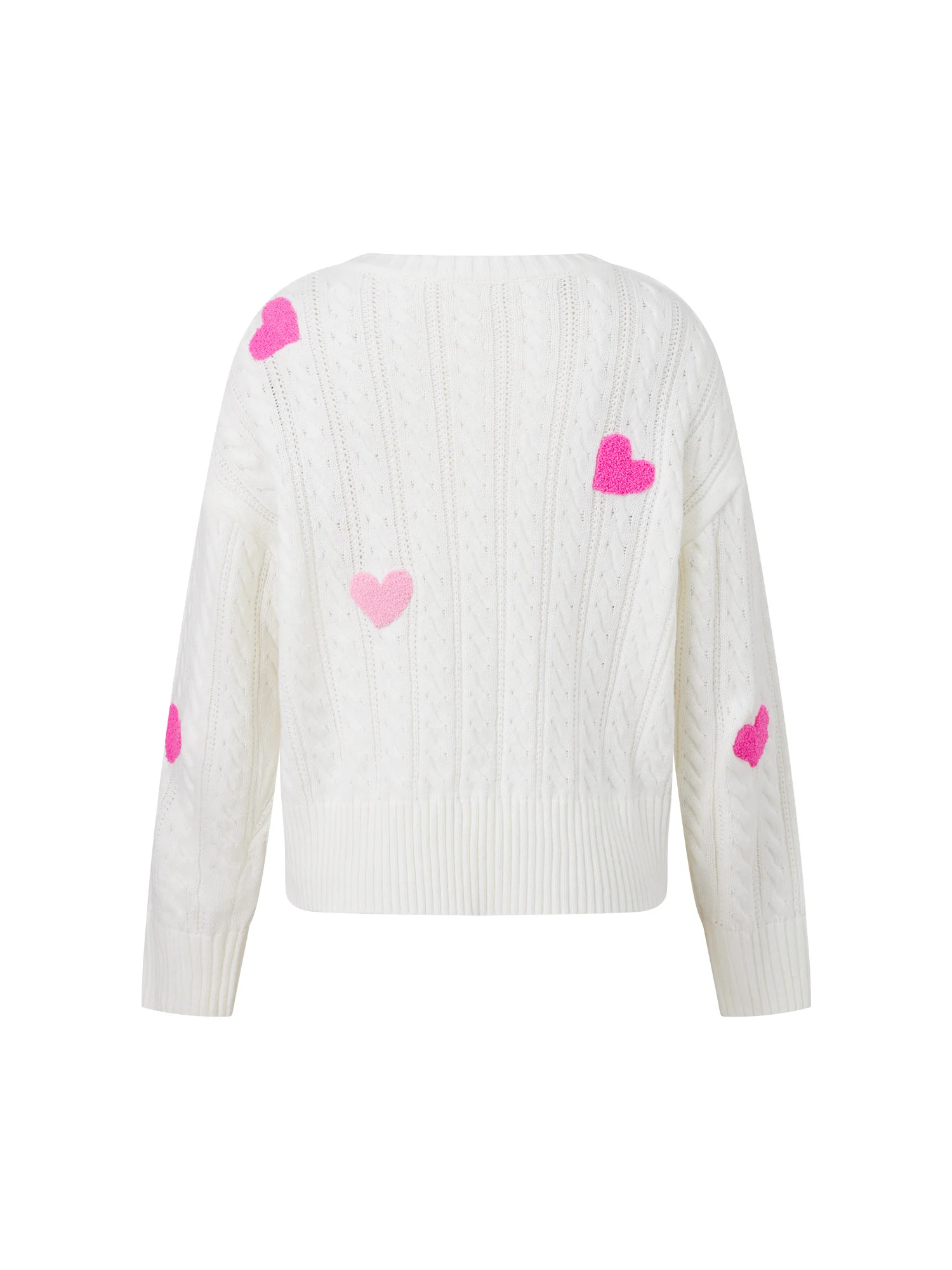 

Women s Valentine s Day Heart Print Knit Sweater Long Sleeve Round Neck Pullover Jumper Love Embroidery Knitwear Top