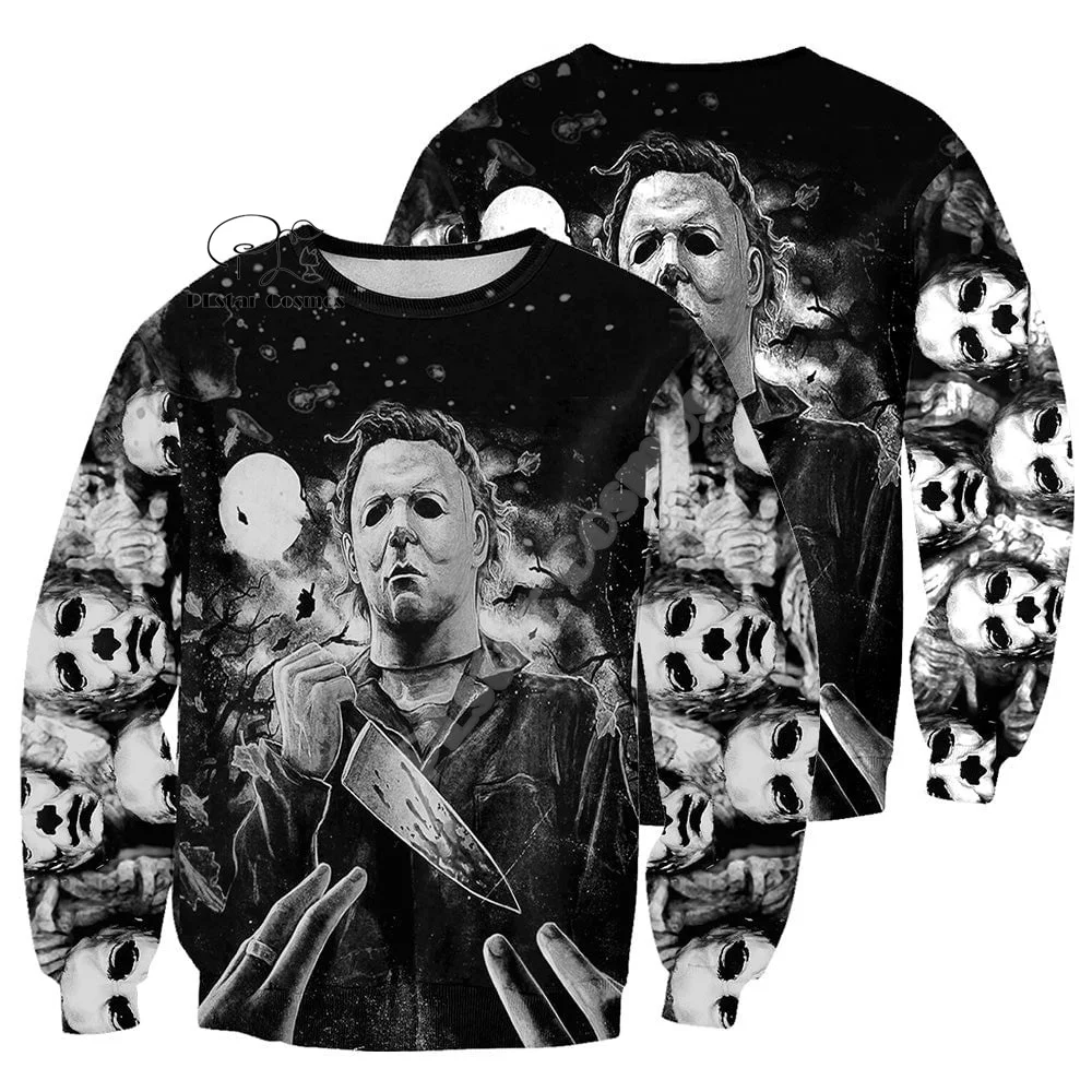 Cosplay Halloween Horror Terror Movie Michael Myers Vintage Retro Graffiti 3DPrint Pullover Streetwear Casual Jacket Hoodies N12