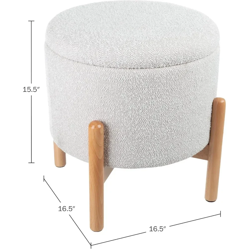 Multipurpose Round Footrest or Storage Organizer with Removable Top for Living Room, Dorm, or Apartment By Lavish Home