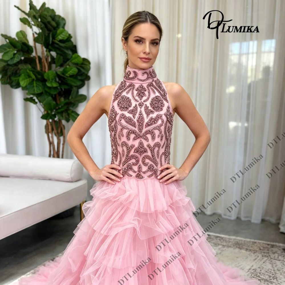 High Neck Quinceanera Dress Custom Beaded Bodice Tiered Ruffle A‑Line Formal Evening Gown for Sweet 15 Prom Gala Birthday Party 3