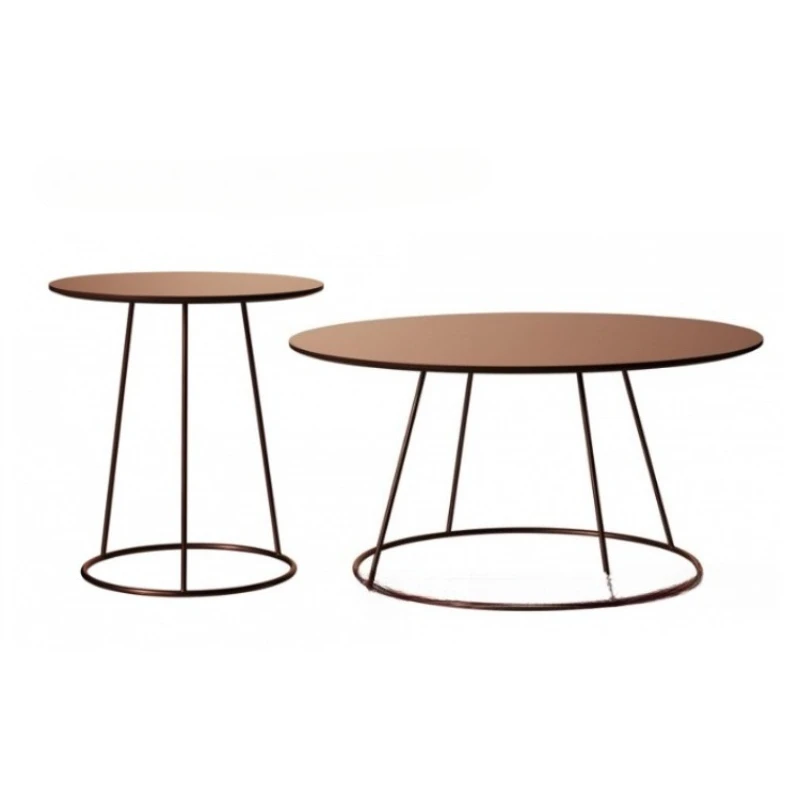 

Simple small apartment stainless steel creative coffee table, simple gold-plated round stainless steel living room coffee table