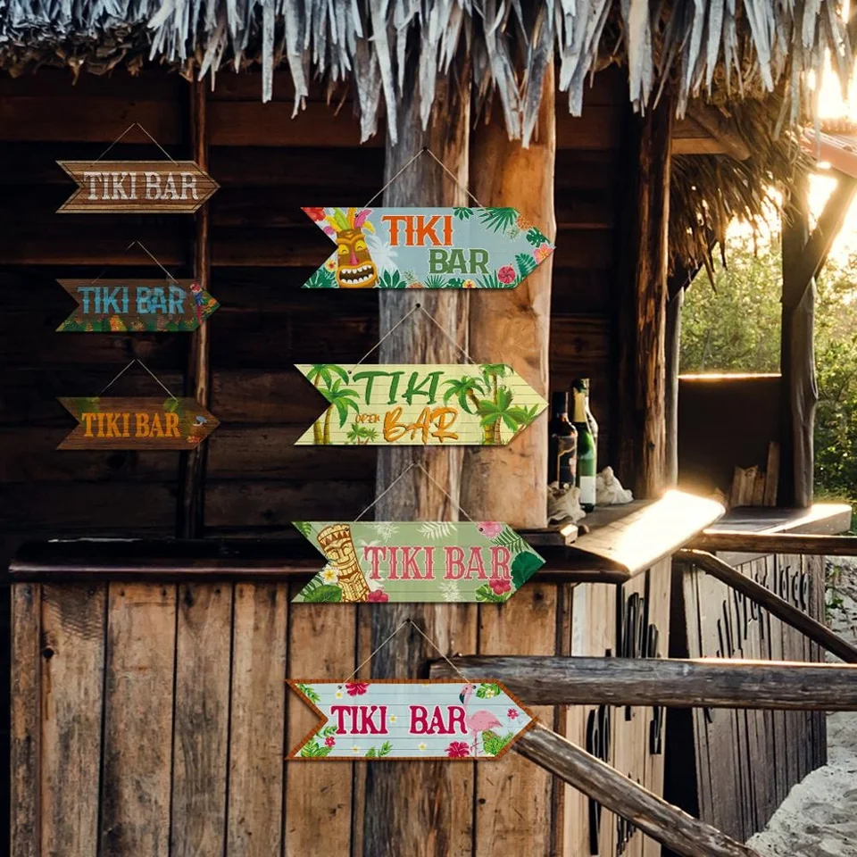 Tiki Bar 木製装飾プレートビンテージ風90.sハワイアン！ TIKI 【公式