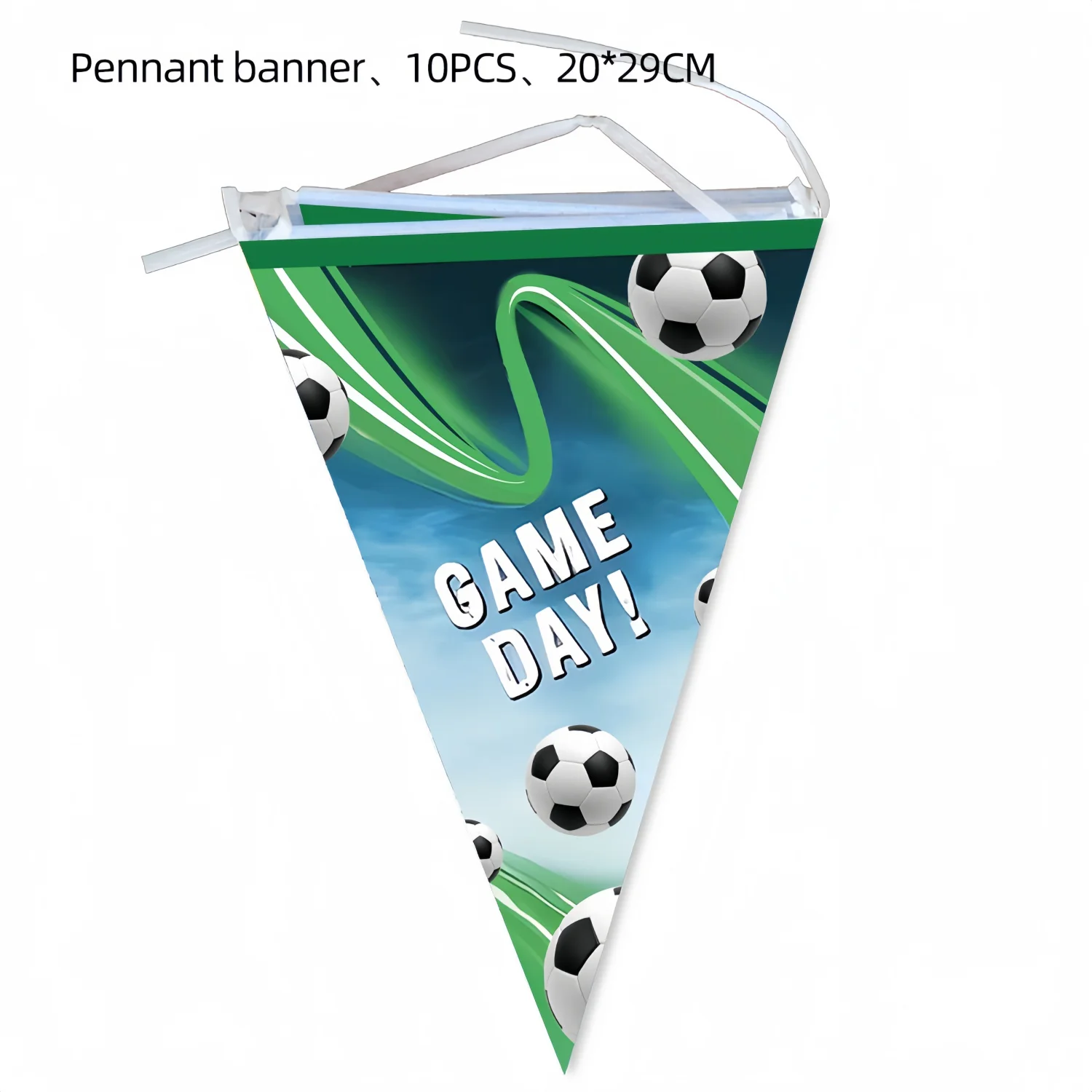 10 Stück Geburtstags-Wimpelkette mit Fußballmotiv, Dekorationen zum Aufhängen, Wimpelbanner für Kinder, Babyparty, Fußball, Partyzubehör – Detail 5