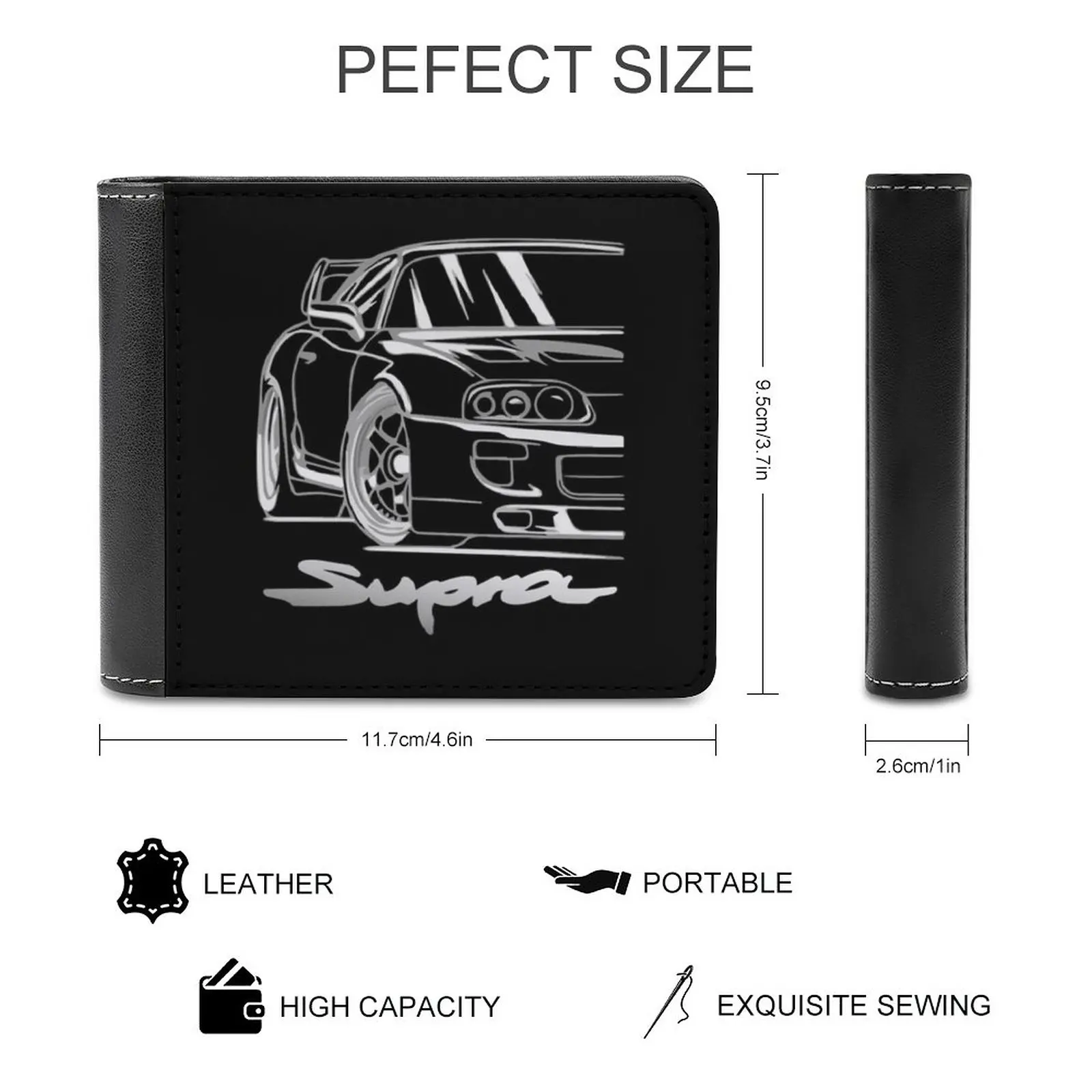 Outline Leather Wallet Men's Wallet Diy Personalized Purse Father'S Day Gift Mazda Racing Rx7 Race Drifting Initial D Stance