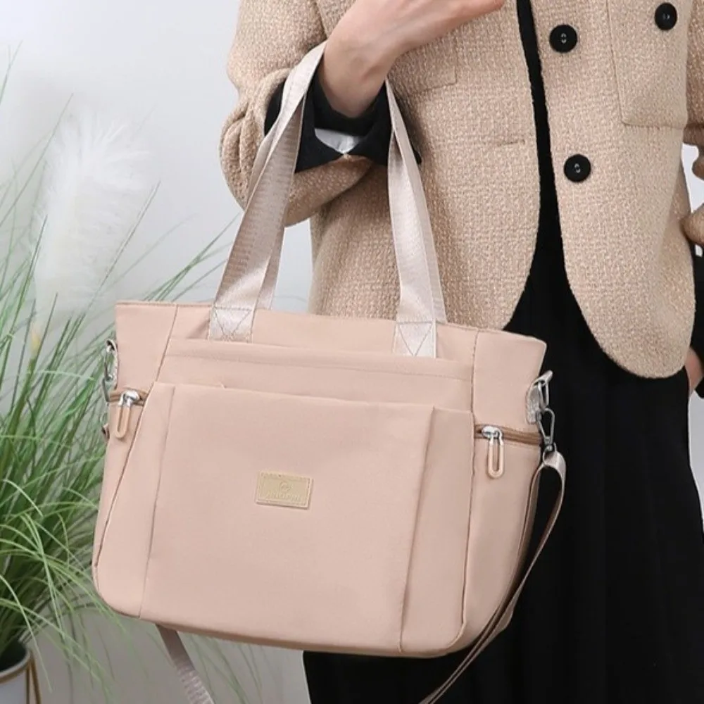 

Casual Square Commuting Tote Bag Large Capacity Soft Texture Shopping Handbag Korean Style Oxford Cloth Nylon Shoulder Bag Women