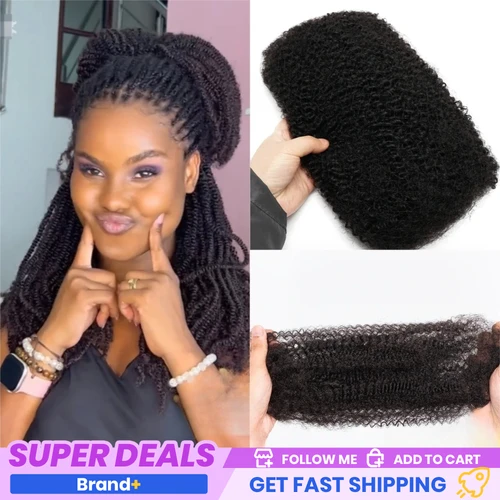X cabello humano Afro rizado a granel 18-44 pulgadas para Mini Twist 50g mechones de cabello reparación Locs Natural negro para extensiones de rastas