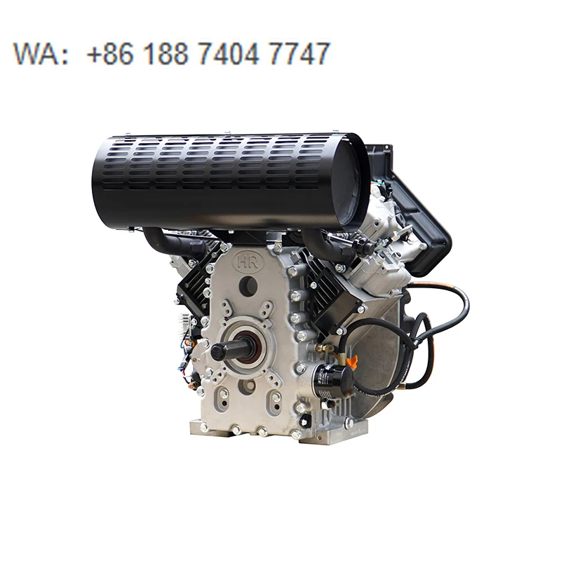 Hiearns HR2V98FD 22kW Air-Cooled Double Cylinder Keyway Shaft 36.5 Easy Recoil Electric Euro 5 Motor Engine Bearing for Boats