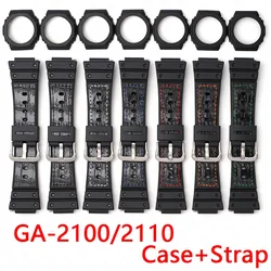 Black Resin Strap Bezel for Casio G-SHOCK GA-2100 GA-2110 Quick Release Men Waterproof Rubber Replace Watch Band Protective Case