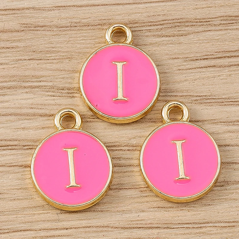10 Stück niedliche, doppelseitige Buchstabenanhänger aus Emaille, Alphabet A-Z, zum Basteln von Schmuck, für Namens-Ohrringe, Halsketten und DIY-Bastelarbeiten. – Detail 11